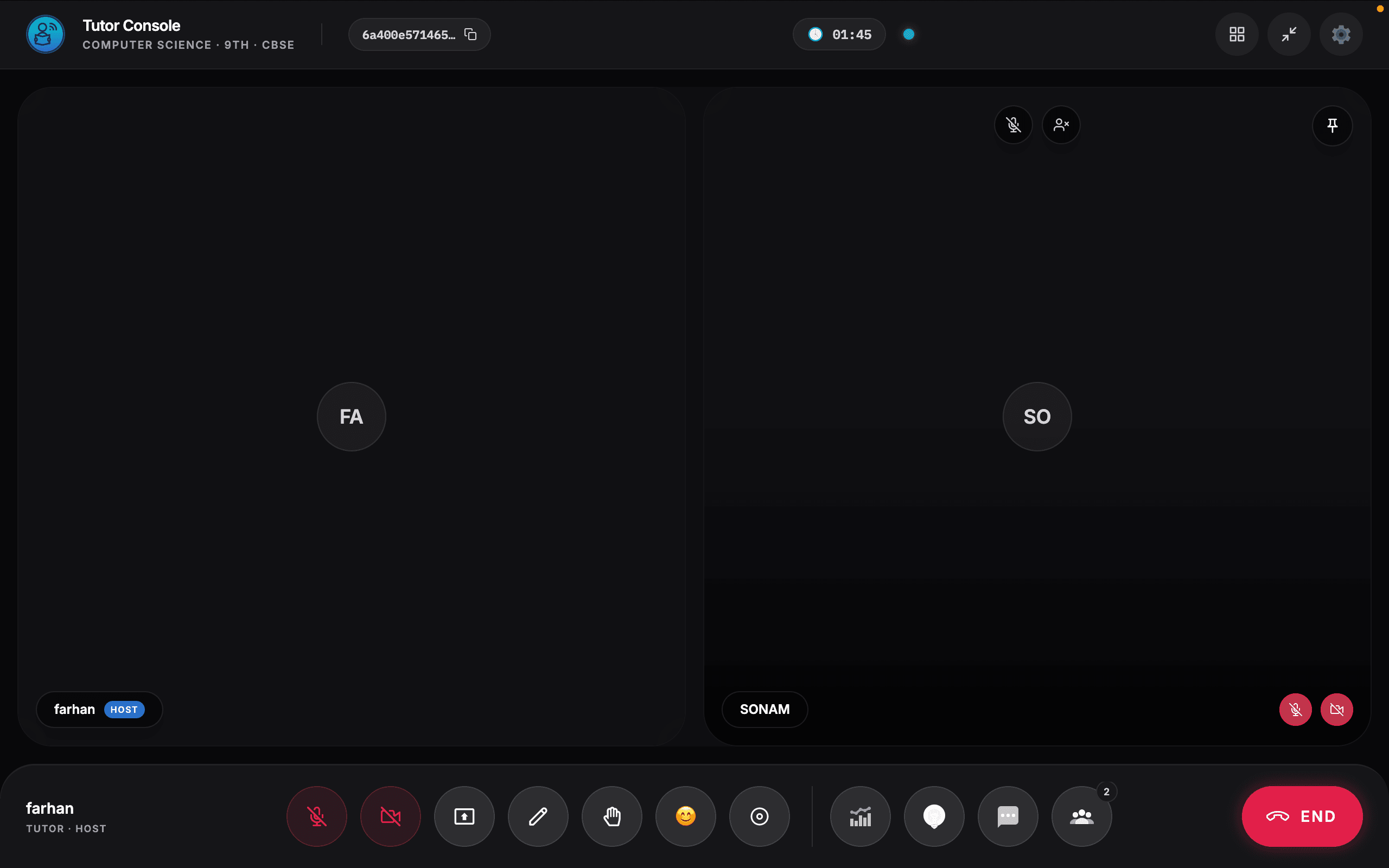 TutorMeet Virtual Classroom Interface
